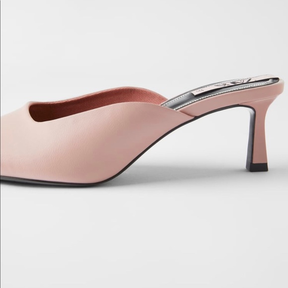NWT Zara Light Pink Mid-Heel Mules - Picture 5 of 9